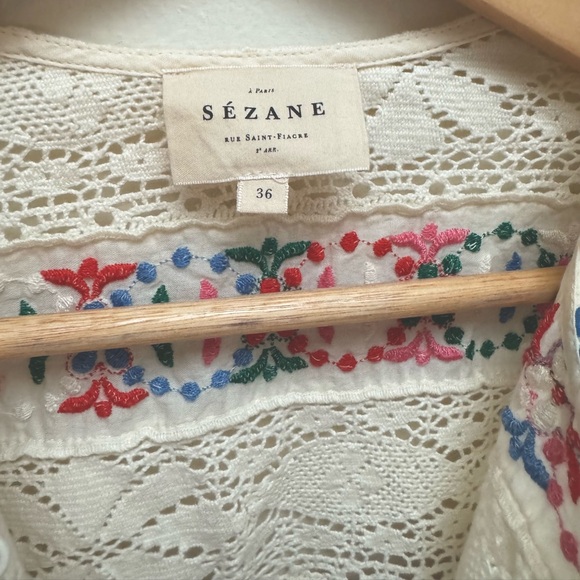 Sezane Floral Embroidered Lace Matika Blouse - Picture 12 of 16
